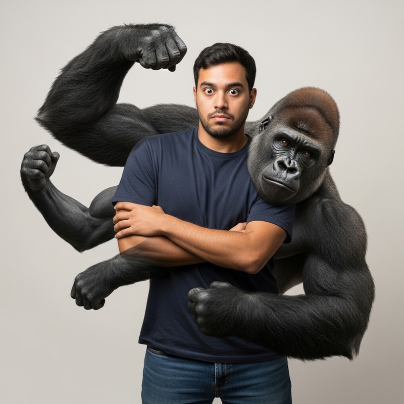 Man Transforming into Gorilla: Surreal Metamorphosis