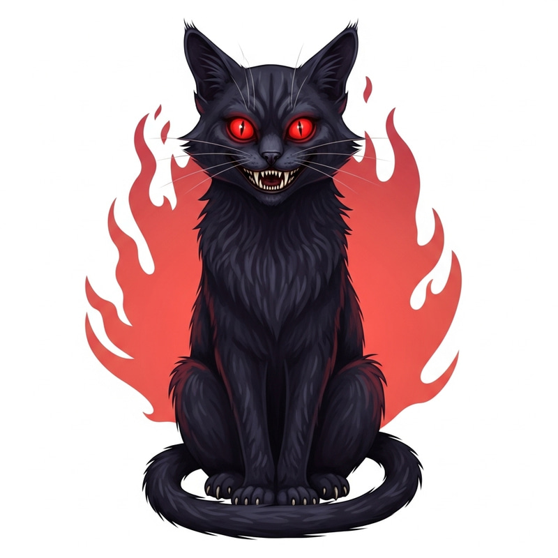 Sinister Demon Cat in 4K with Glowing Red Eyes