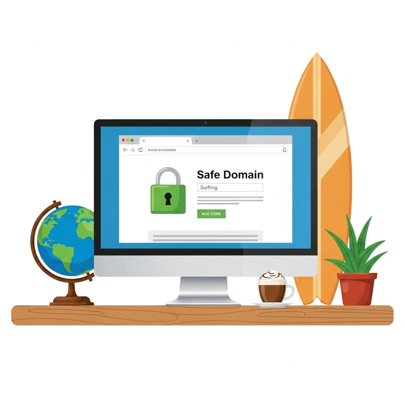 Secure Surfing, Safe Domain with Green Padlock Symbol Secure Surfing, Safe Domain with Green Padlock Symbol