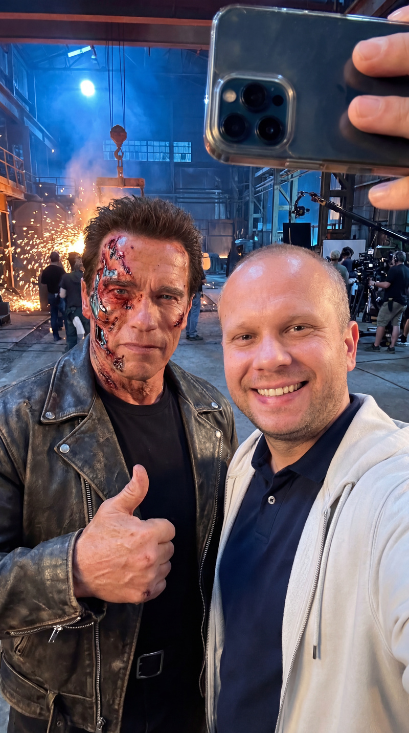 Epic Selfie with Arnold Schwarzenegger from Terminator 2
