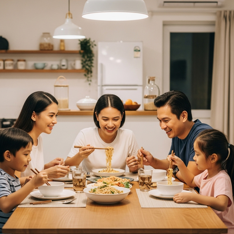 Joyful Filipino Family Dinner: Noodles & Bonding Joyful Filipino Family Dinner: Noodles & Bonding