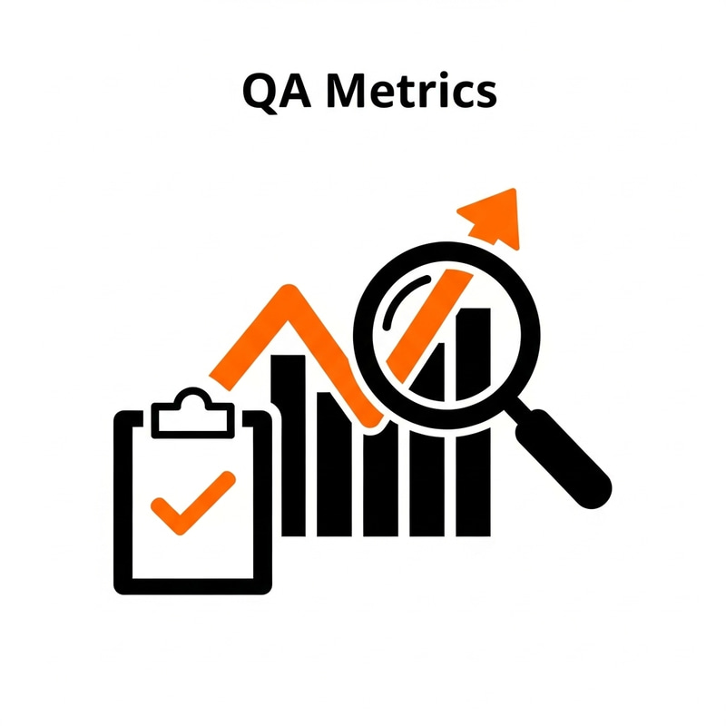 Simple QA Metrics Icon in Orange and Black
