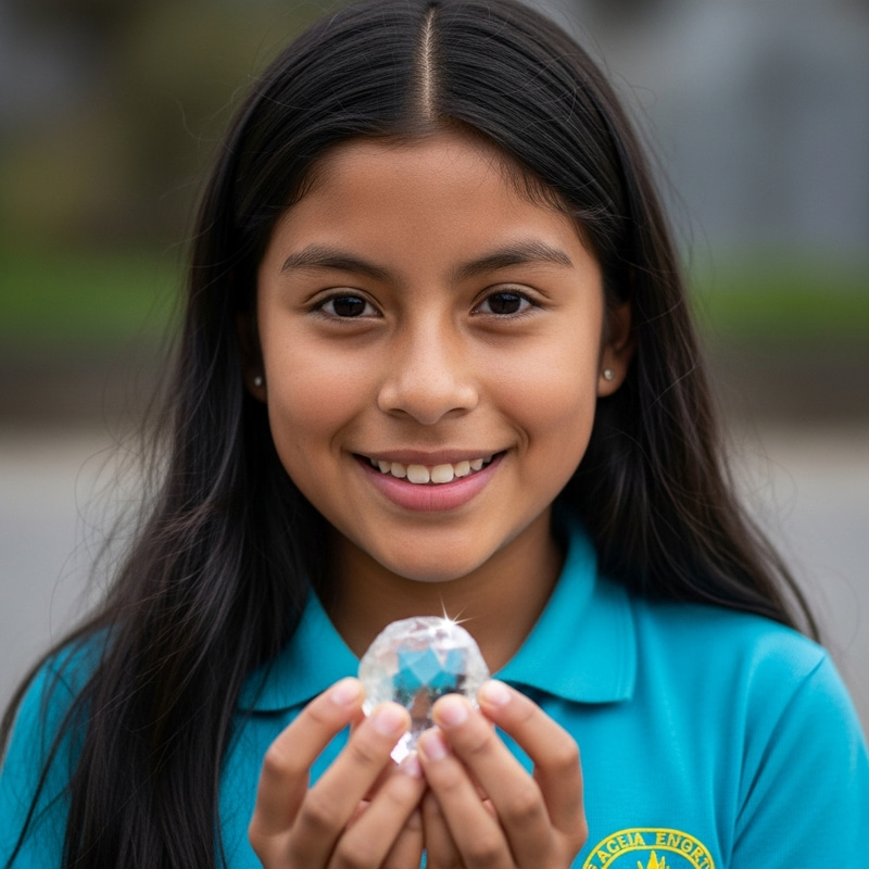 Precious Youth: Smiling 14-Year-Old Colombian Girl with Crystal