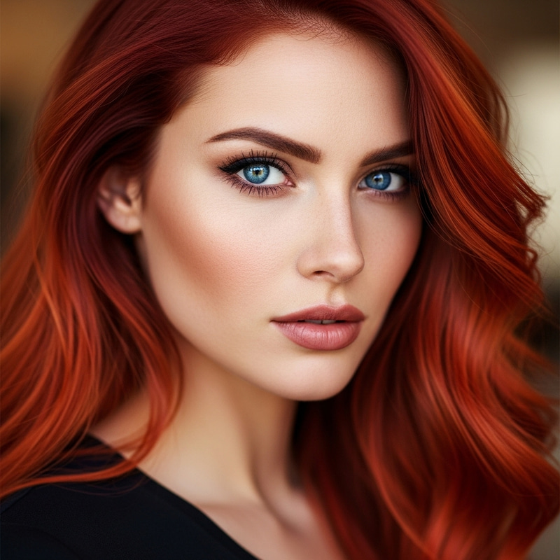 Fiery Red Hair and Blue Eyes - Captivating Look Fiery Red Hair and Blue Eyes - Captivating Look