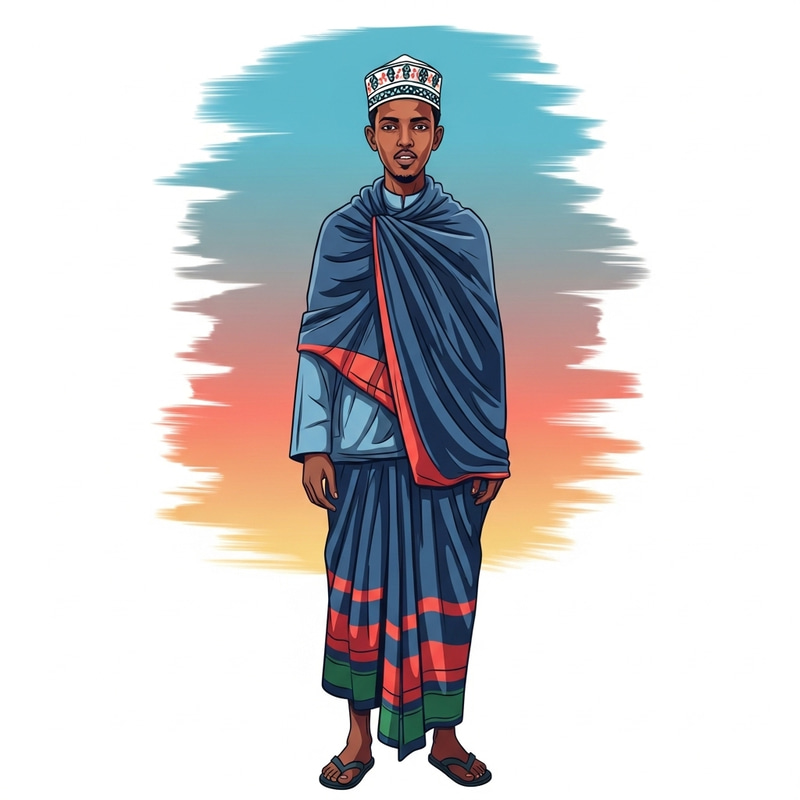 Somali Man in Macawiis Attire: Authentic Portrait and Heritage Pride