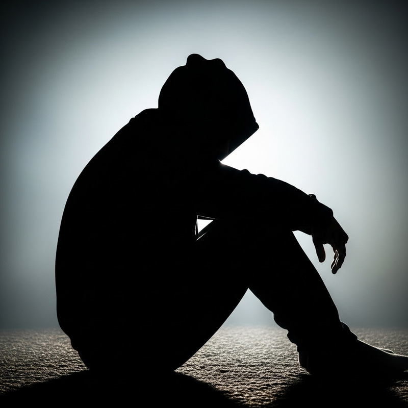 Hooded Figure Silhouette - Enigmatic Sitting Pose Hooded Figure Silhouette - Enigmatic Sitting Pose