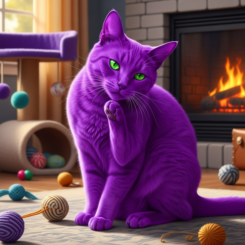 Lush Purple Cat with Intense Green Eyes Lush Purple Cat with Intense Green Eyes