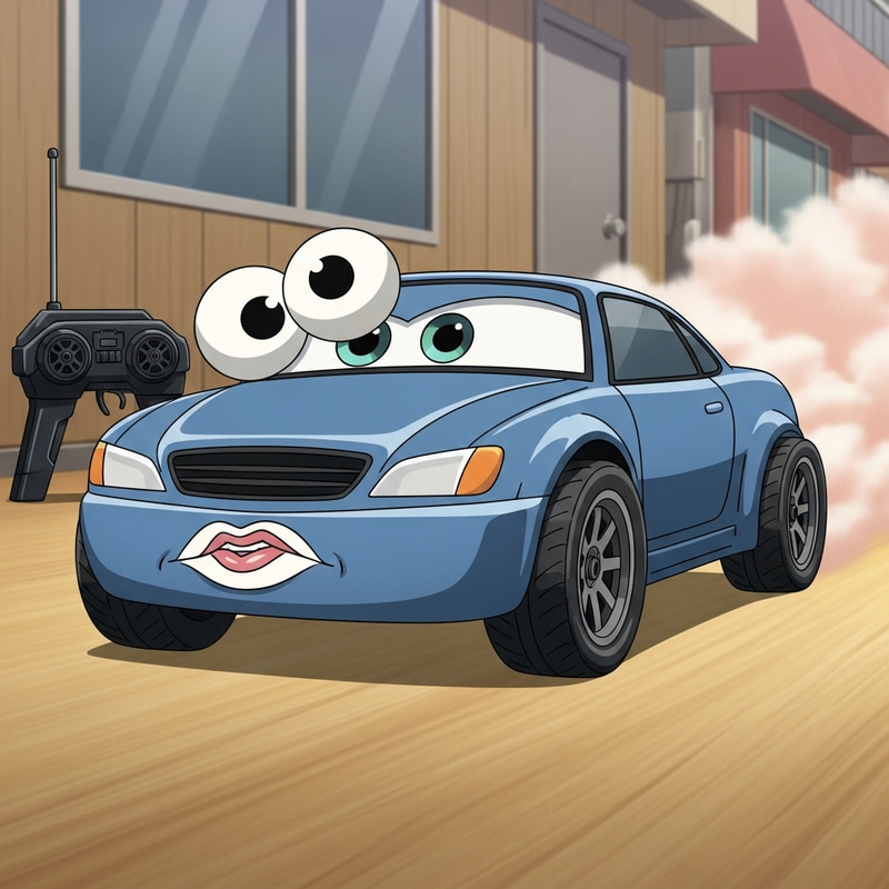 Playful RC Car with Googly Eyes - Pixar Style Fun