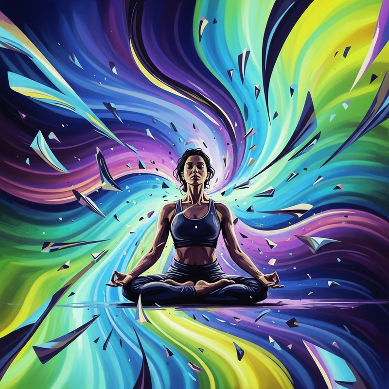 Yoga Abstract: Serene Middle-Eastern Woman in Vibrant Colors Yoga Abstract: Serene Middle-Eastern Woman in Vibrant Colors