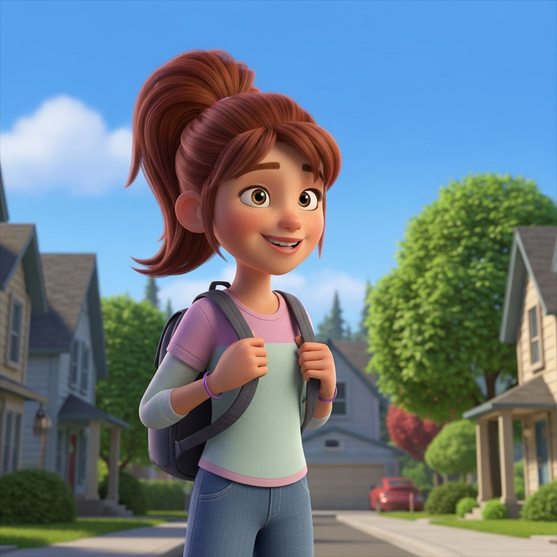 Pixar-Inspired Teenage Girl in 3D Animation Pixar-Inspired Teenage Girl in 3D Animation