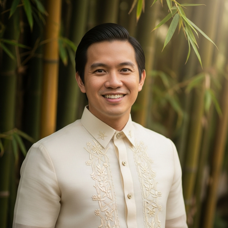 Confident Filipino Male Portrait | Barong Tagalog Fashion Confident Filipino Male Portrait | Barong Tagalog Fashion