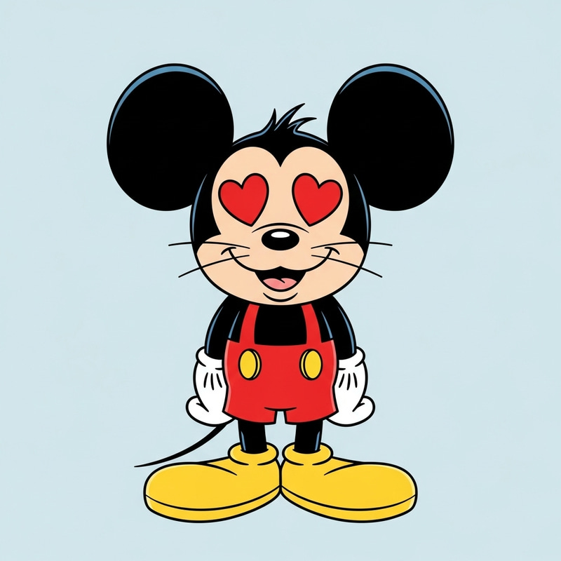 Enamored Mickey Mouse Illustration - Heart-Eyed Character Enamored Mickey Mouse Illustration - Heart-Eyed Character