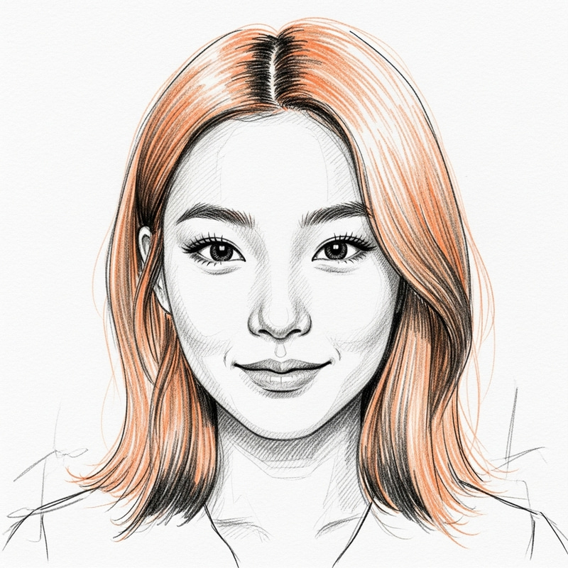 Captivating Pencil Sketch of a Young Asian Woman