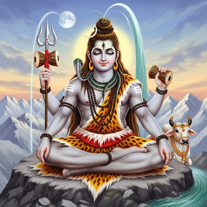 Lord Shiva: Iconic Hindu Deity in Meditative Pose Lord Shiva: Iconic Hindu Deity in Meditative Pose