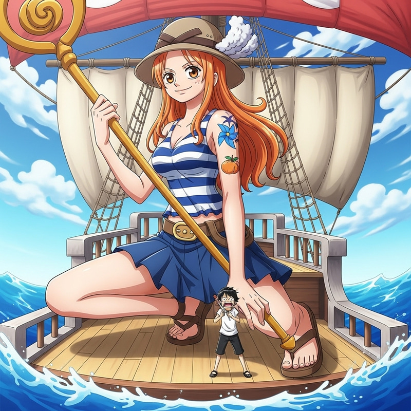 One Piece Giant Nami Crushes Person on Pirate Ship One Piece Giant Nami Crushes Person on Pirate Ship