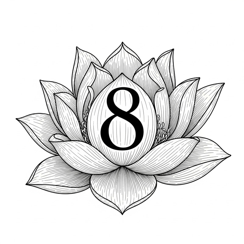 Lotus Flower with Number 8 Drawing Lotus Flower with Number 8 Drawing