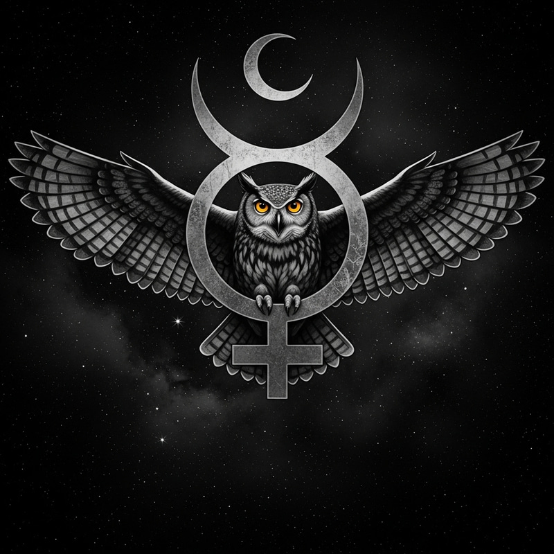 Enigmatic Owl in Celestial Night Sky | Mystical Aura and Mercury Influence