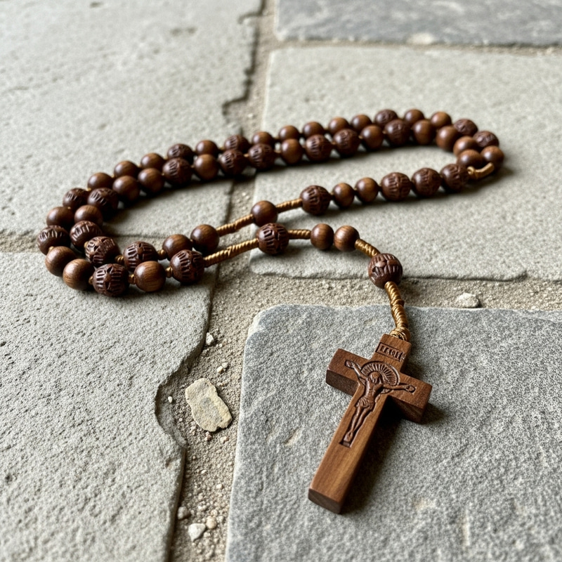 Wooden Rosary on Floor Wooden Rosary on Floor