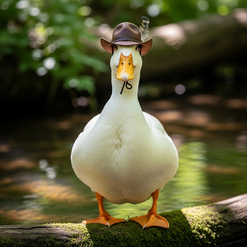 Duck with Hat: Adorable Avian Style Duck with Hat: Adorable Avian Style
