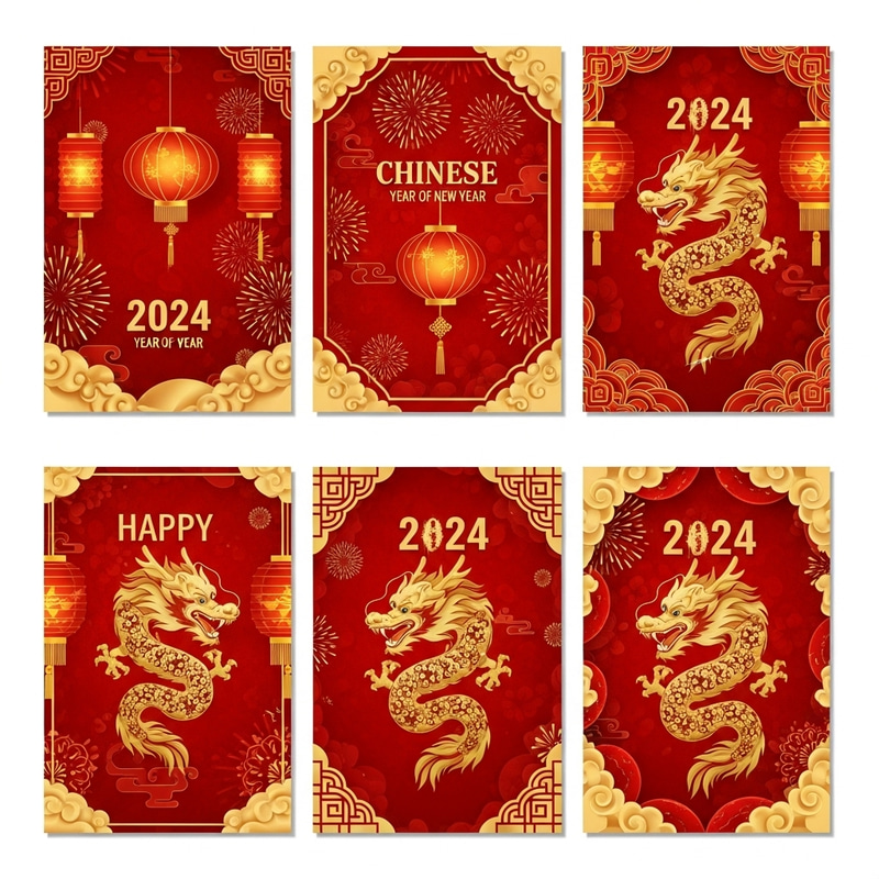 2024 Chinese New Year Dragon Set Vertical Vector Design 2024 Chinese New Year Dragon Set Vertical Vector Design