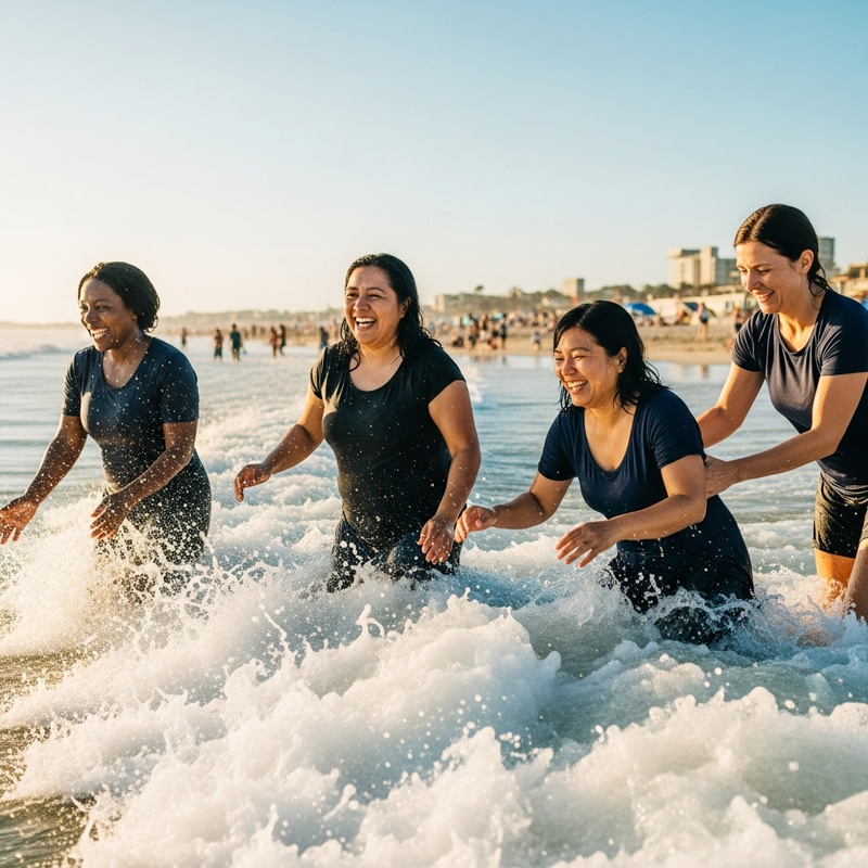 Women Enjoying Fun Beach Day Women Enjoying Fun Beach Day