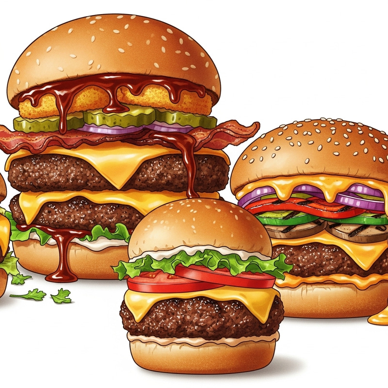 Tempting Burger Varieties: Slider, Veggie, Double-Stack Tempting Burger Varieties: Slider, Veggie, Double-Stack