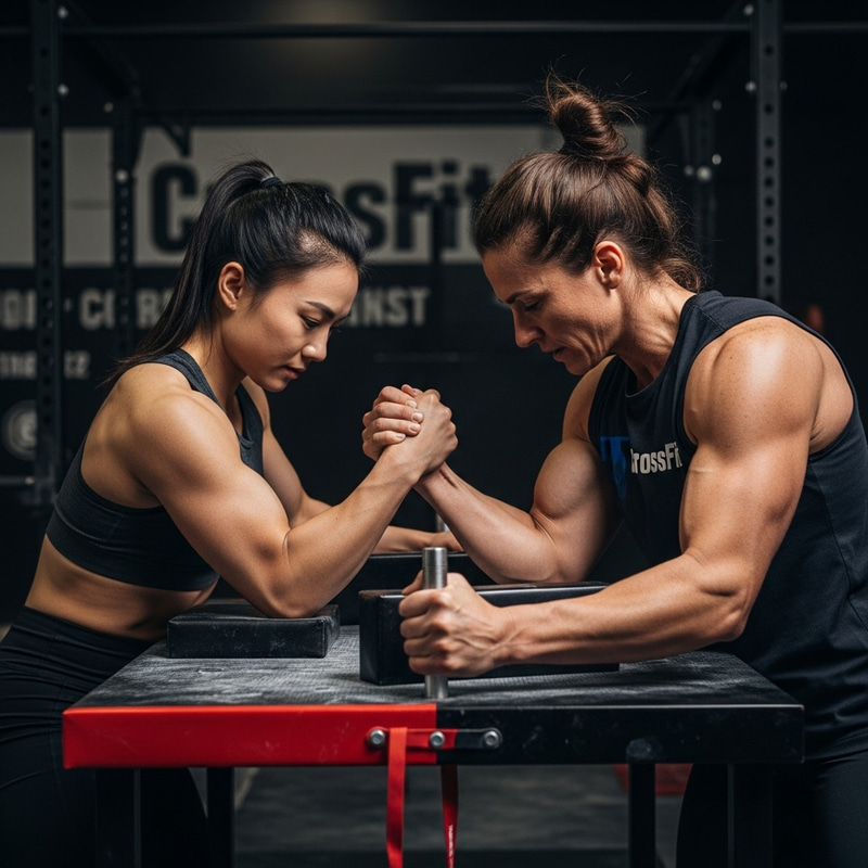 Intense Naked Arm Wrestling: Asian vs Caucasian Women