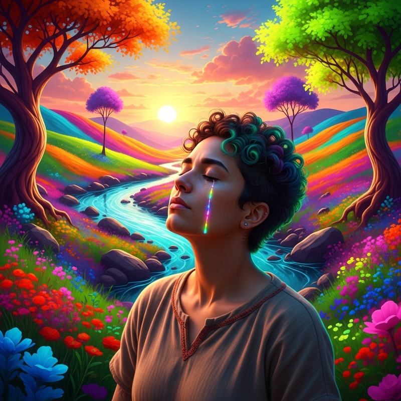 Emotional Expression in Colorful Scenery - Unique Portrait Emotional Expression in Colorful Scenery - Unique Portrait