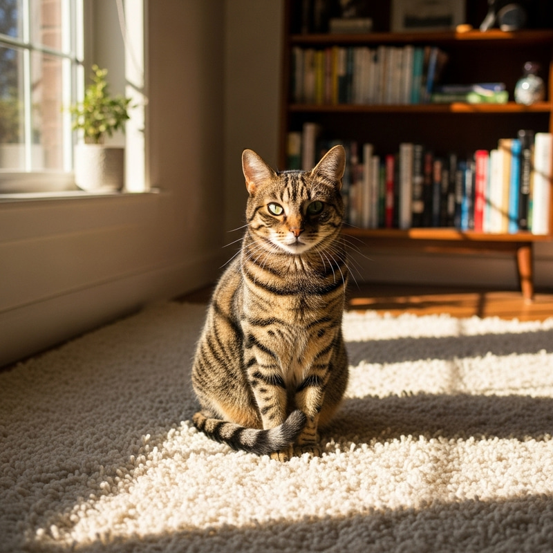 Adorable Cat Relaxing on Plush Rug Adorable Cat Relaxing on Plush Rug