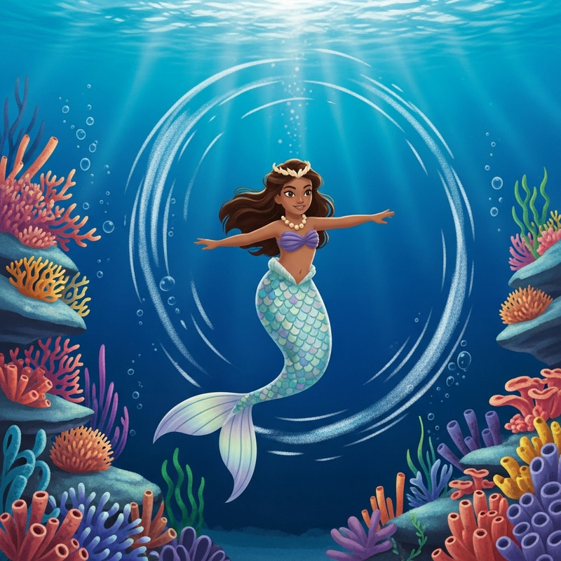 Polynesian Mermaid Saiya: Enchanting Coral Reef Dream in the Deep Blue Sea