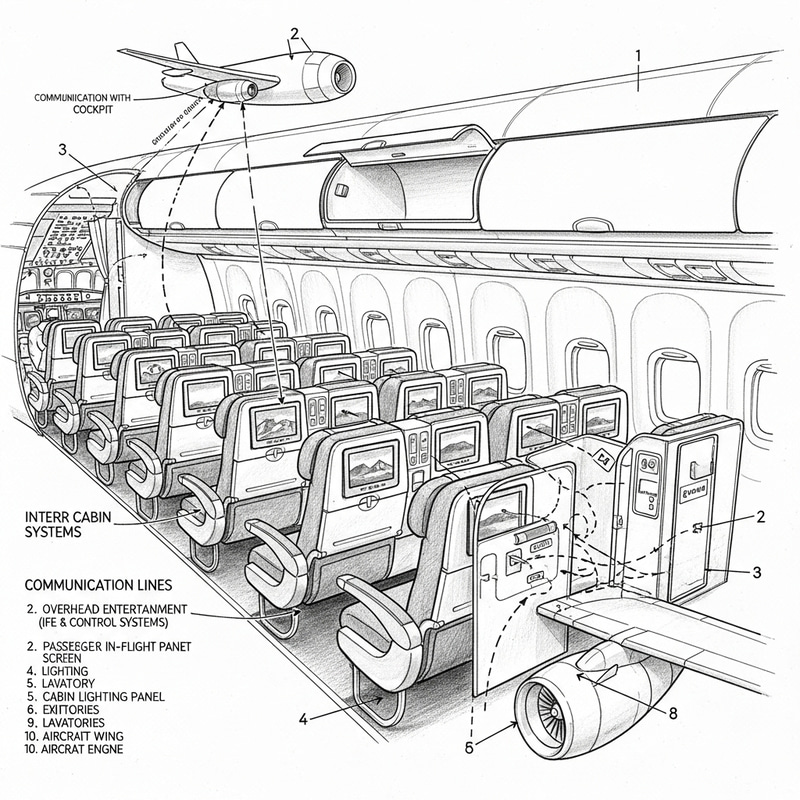 Hand Drawing of Aircraft Cabin Systems
