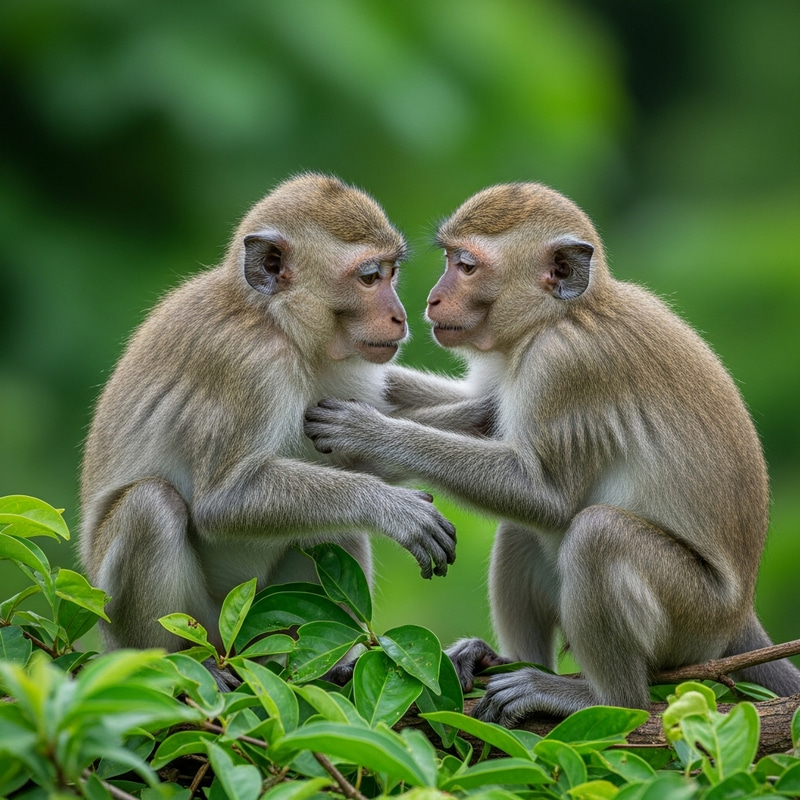 Playful Monkeys in a Vibrant Jungle Scene Playful Monkeys in a Vibrant Jungle Scene