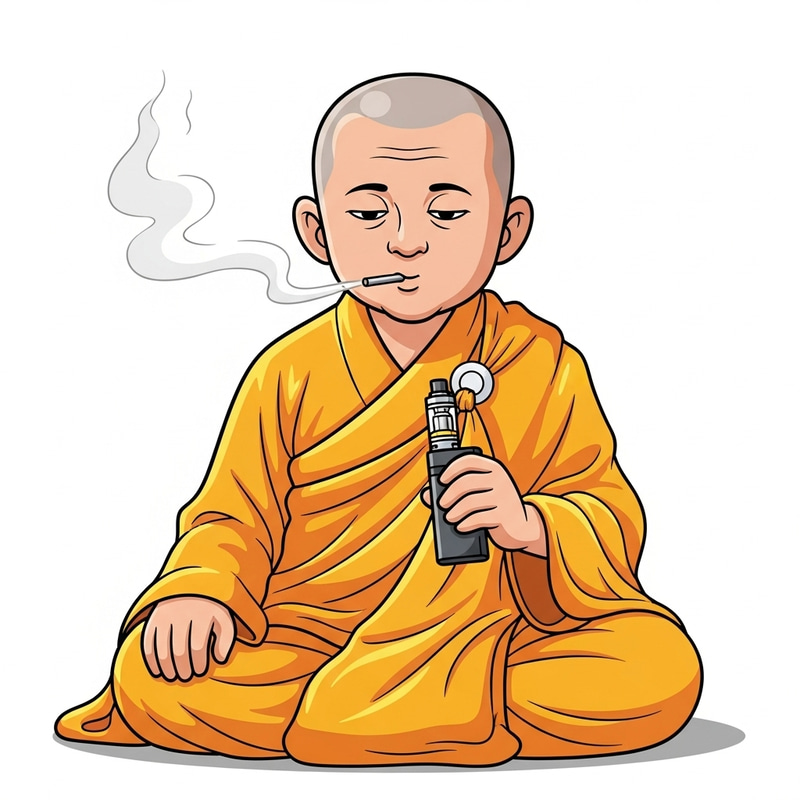 Yellow Monk Vaping | Modern Cartoon Twist Yellow Monk Vaping | Modern Cartoon Twist