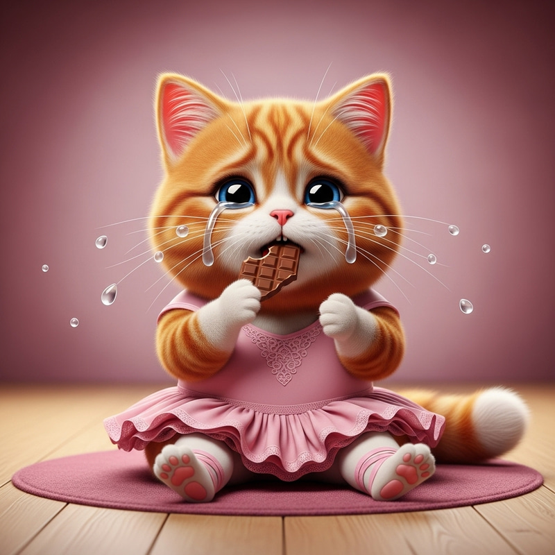 Charming Plump Red-Haired Cat Crying | High Detailing & Resolution Charming Plump Red-Haired Cat Crying | High Detailing & Resolution