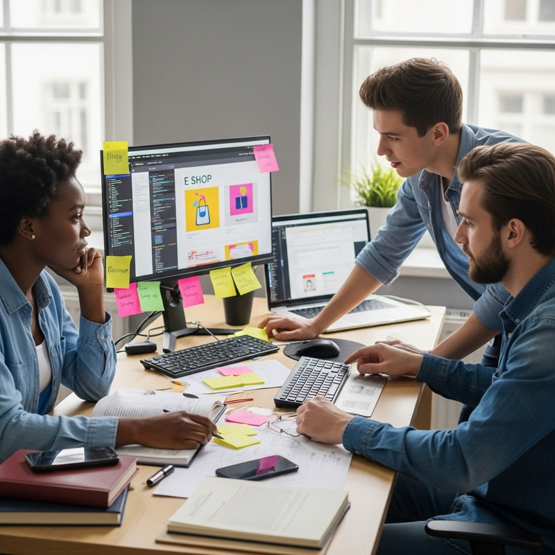 College Students Developing E-Commerce Platform in Office College Students Developing E-Commerce Platform in Office