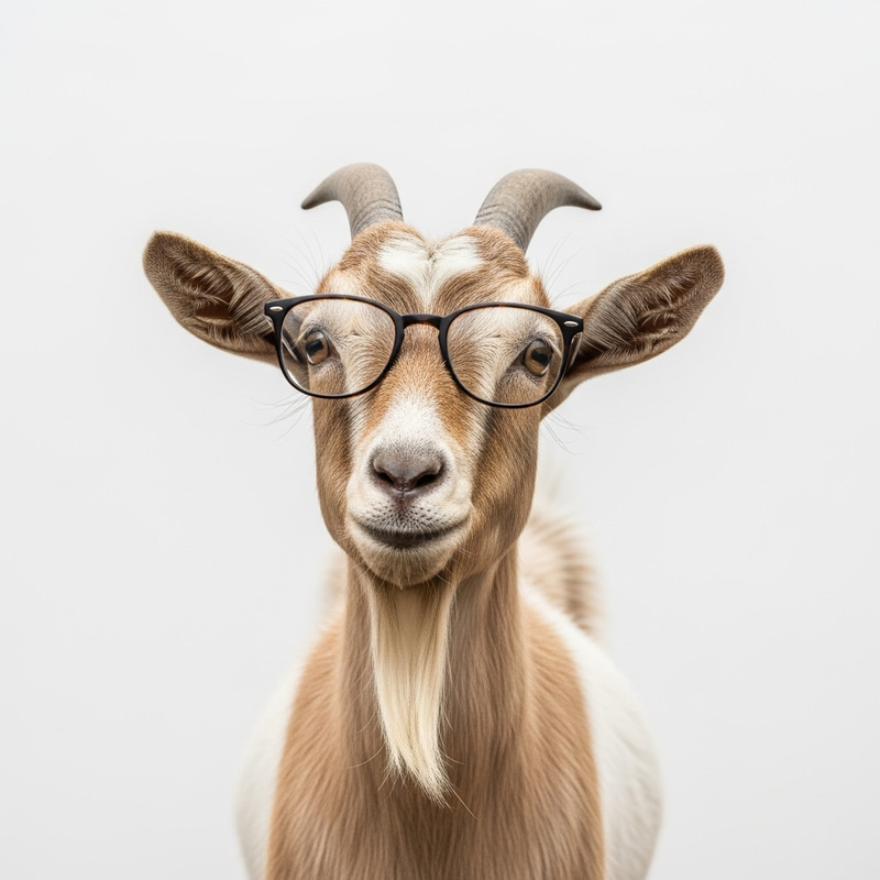 Smart Goat with Glasses - Stylish and Bright