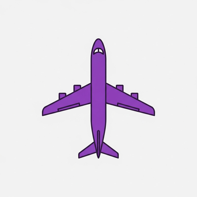 Detailed Purple Airplane Icon - Minimalistic Design