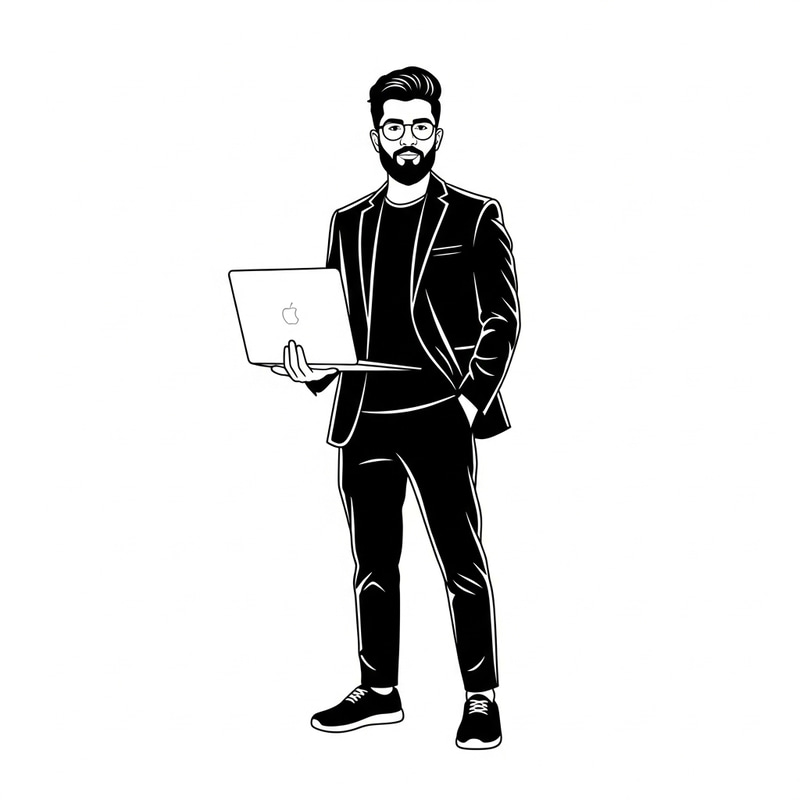 Modern South Asian Man with Laptop | Vector Logo Design Modern South Asian Man with Laptop | Vector Logo Design