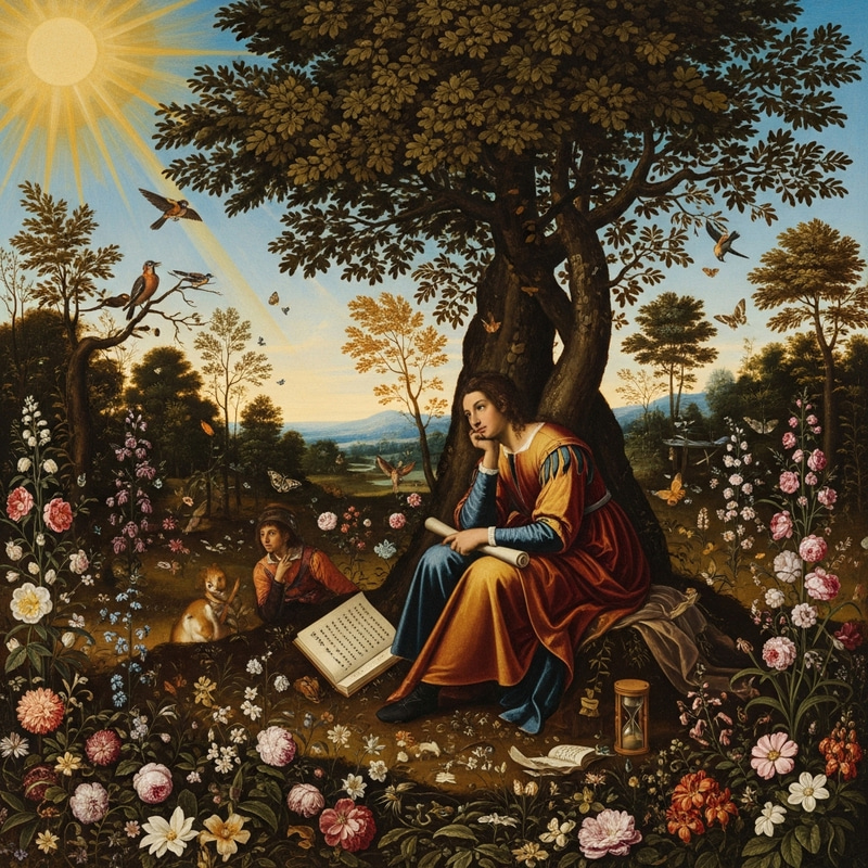 Renaissance Painting of Happiness and Contemplation Renaissance Painting of Happiness and Contemplation