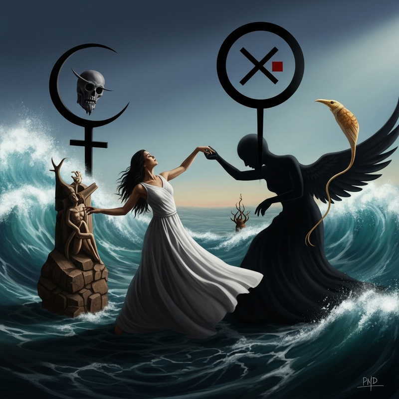 Captivating Dance of Death in Surrealist Setting