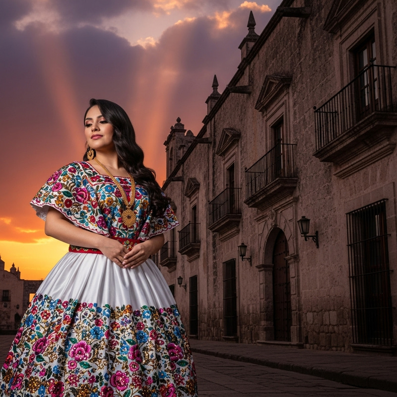 Mexican Woman in Traditional Dress - Beautiful Image Mexican Woman in Traditional Dress - Beautiful Image