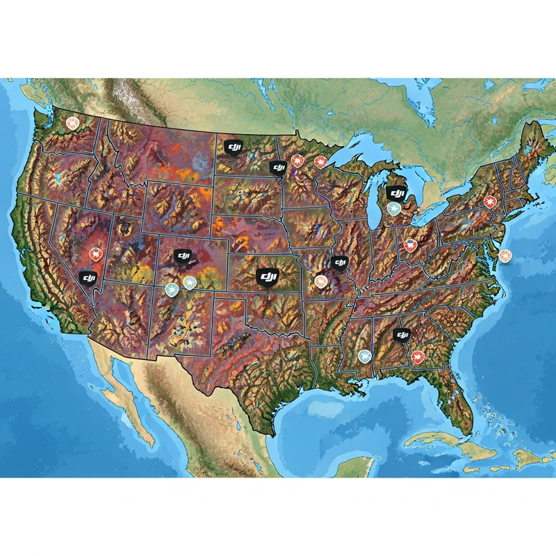 Vibrant Aerial Map of the USA with DJI Locations Vibrant Aerial Map of the USA with DJI Locations