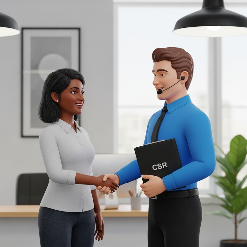 3D Customer and CSR Handshake Interaction 3D Customer and CSR Handshake Interaction