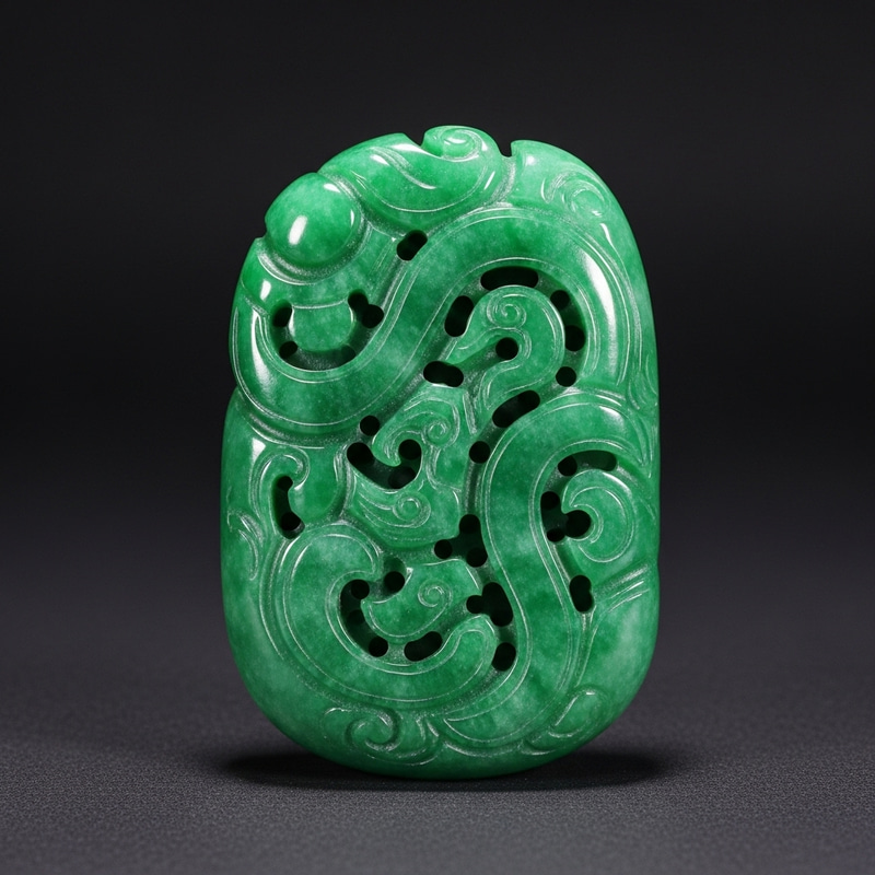 Chinese Jade: Exquisite Lustrous Green Artifact Chinese Jade: Exquisite Lustrous Green Artifact