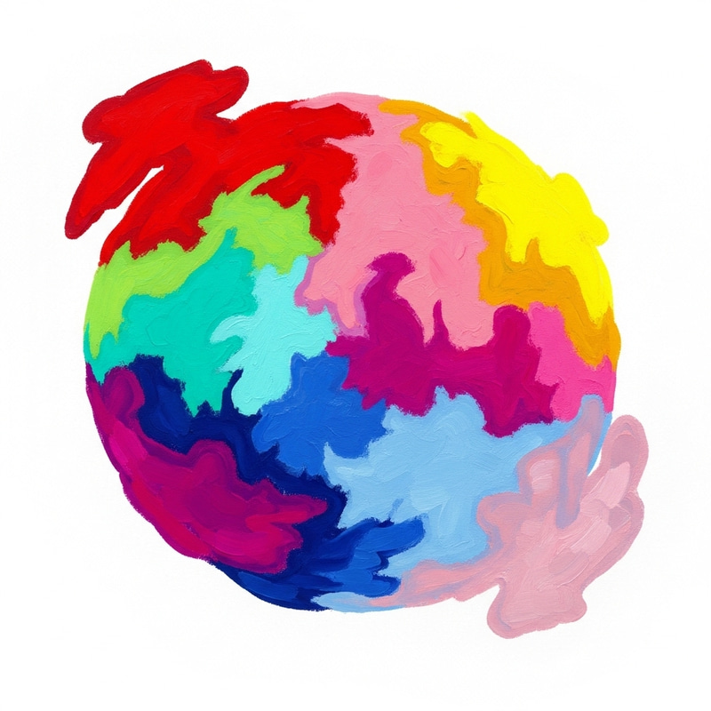 Vibrant Alien Planet - Bold Colorful Landmasses Against White Background Vibrant Alien Planet - Bold Colorful Landmasses Against White Background