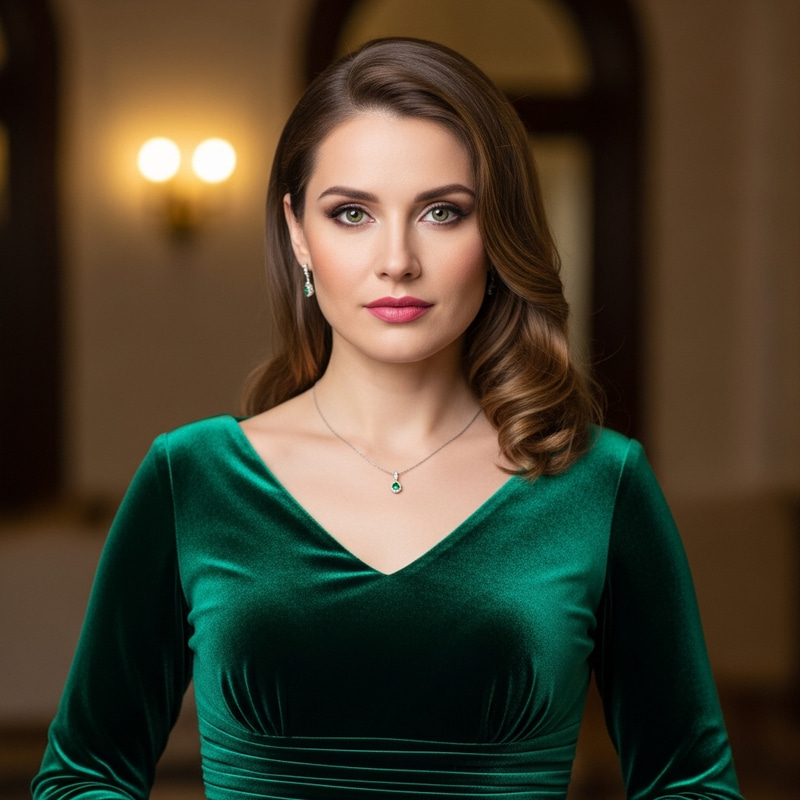 Elegant Woman with Light Brown Hair & Green Eyes - Graceful and Chic