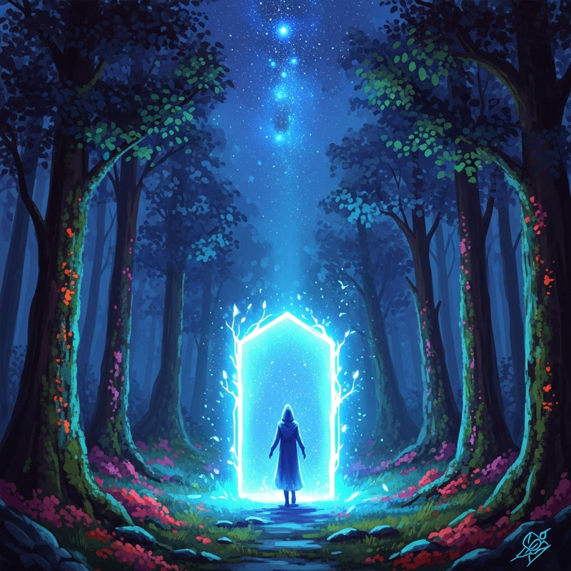 Enchanted Forest Glade with Radiant Blue Portal | Mystical Scene Enchanted Forest Glade with Radiant Blue Portal | Mystical Scene