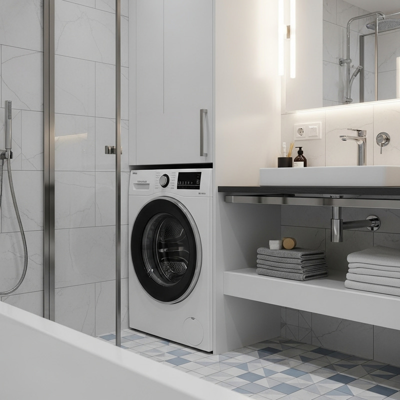 Creating a Super Trendy and Modern Bathroom with Washing Machine | Elegant Design