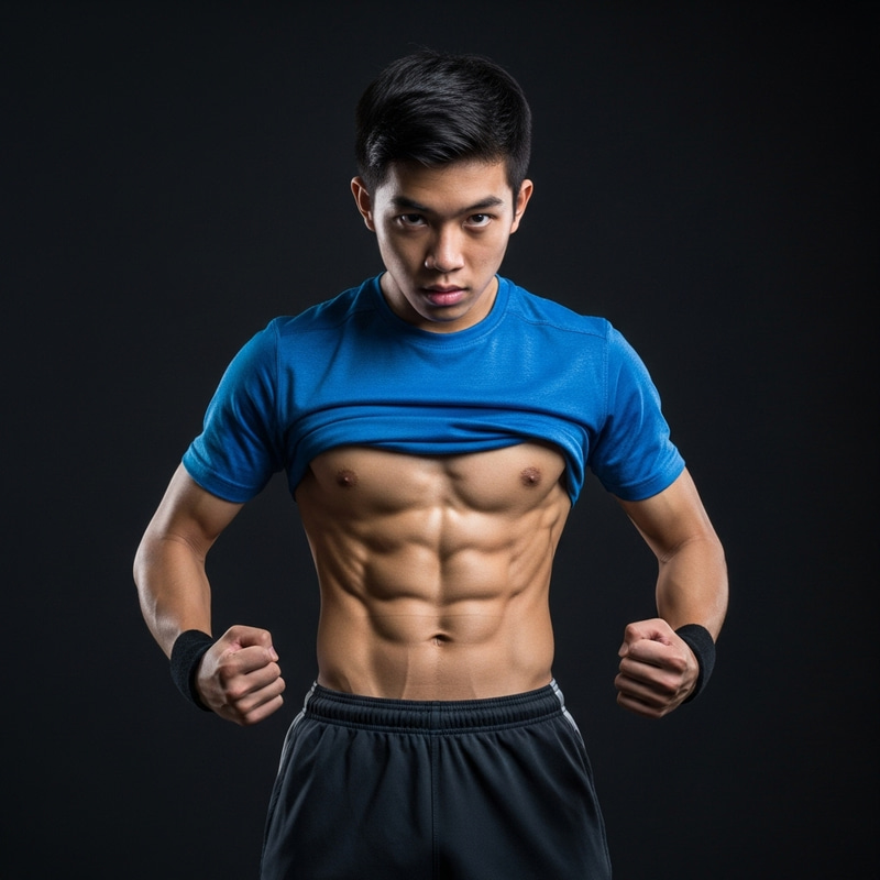 Boy with Eight-Pack Abs - Fit Asian Teenager | Gym Ready Boy with Eight-Pack Abs - Fit Asian Teenager | Gym Ready