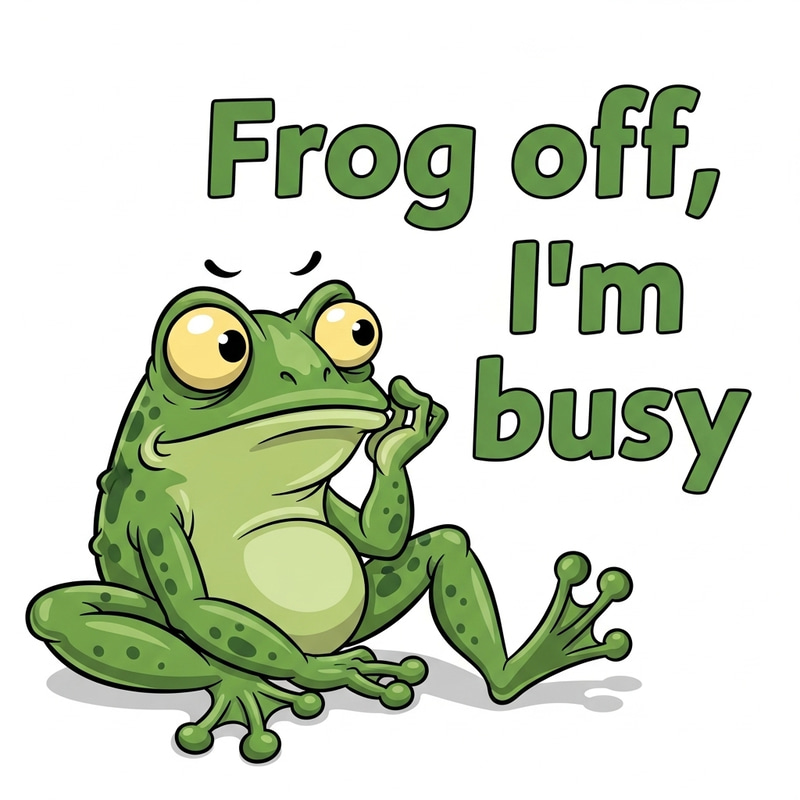Colorful 'Frog off I'm Busy' Design - Playful Frog Art